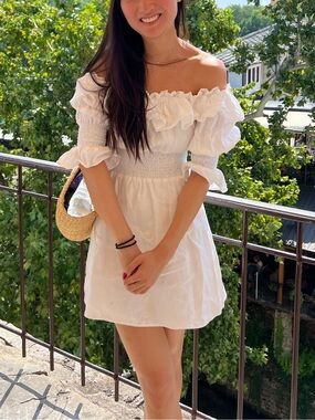 sky blue dress long sleeve Blue Shirred Dress main image 1